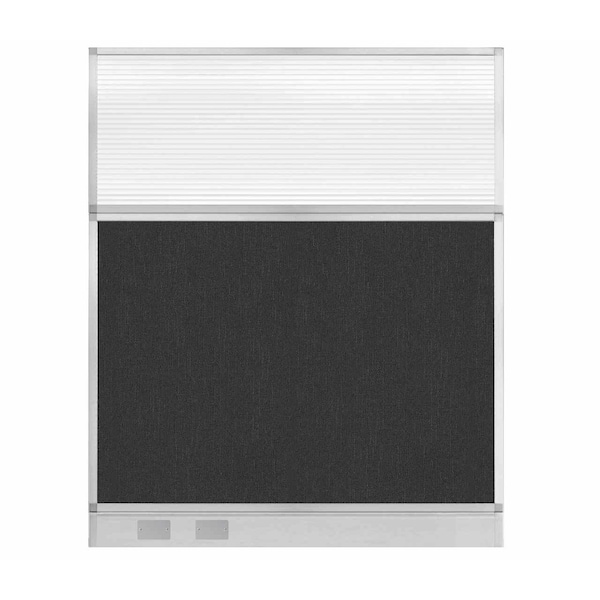 Hush Panel Configurable Cubicle Partition 5' x 6' Black Fabric Clear Fluted Window w/ Cable Channel